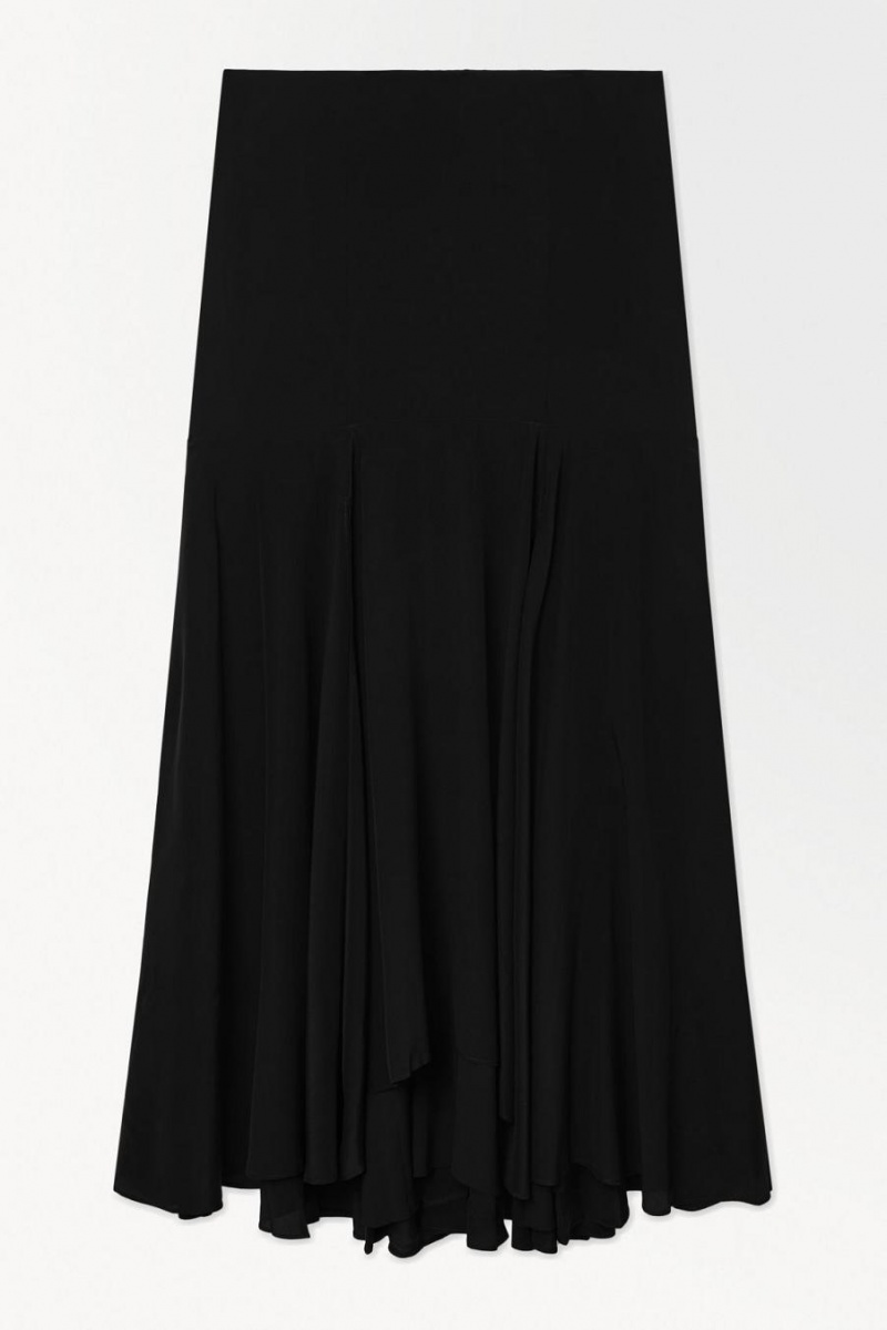 Falda COS The Flared Silk Maxi Mujer Negros | 56013RYAF