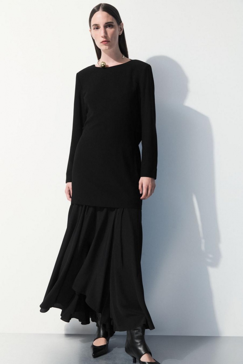 Falda COS The Flared Silk Maxi Mujer Negros | 56013RYAF