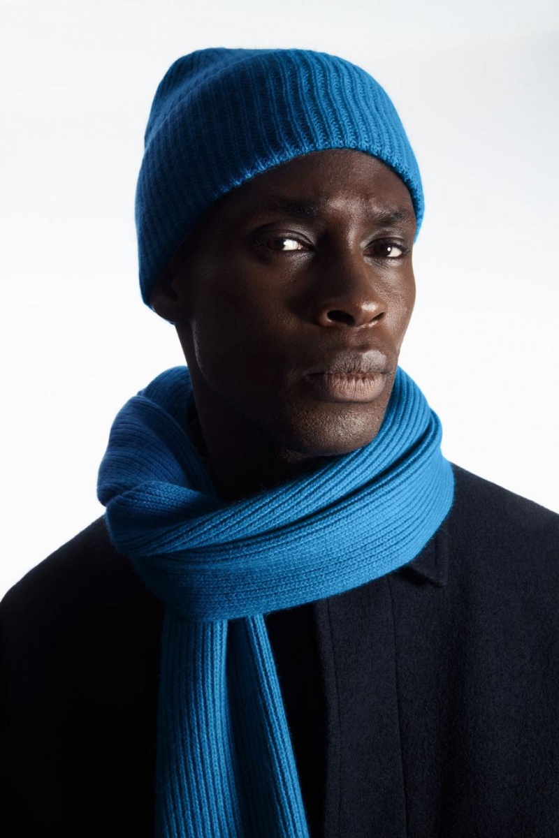 Gorro COS Cashmere-blend Hombre Azules Claro | 83657YRSP