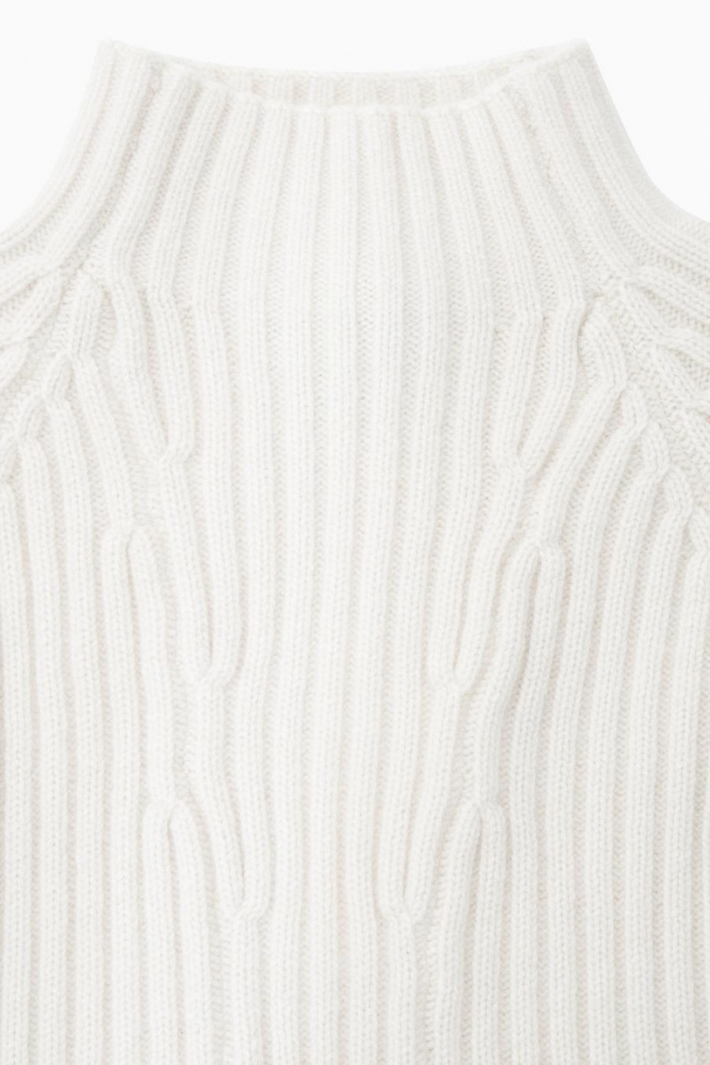 Jerséis COS Acanalado Pure Cashmere Turtleneck Mujer Blancos | 46358VIDU