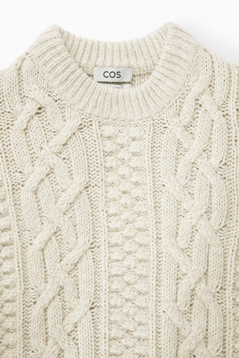 Jerséis COS Cable-knit Lana Hombre Creme | 60584WEDI