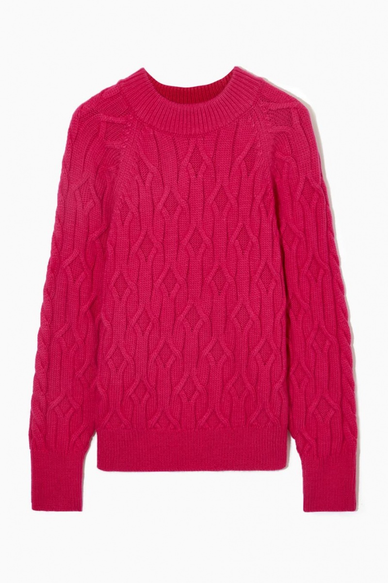 Jerséis COS Cable-knit Lana-blend Mujer Fucsia Rosas | 94560AJMC