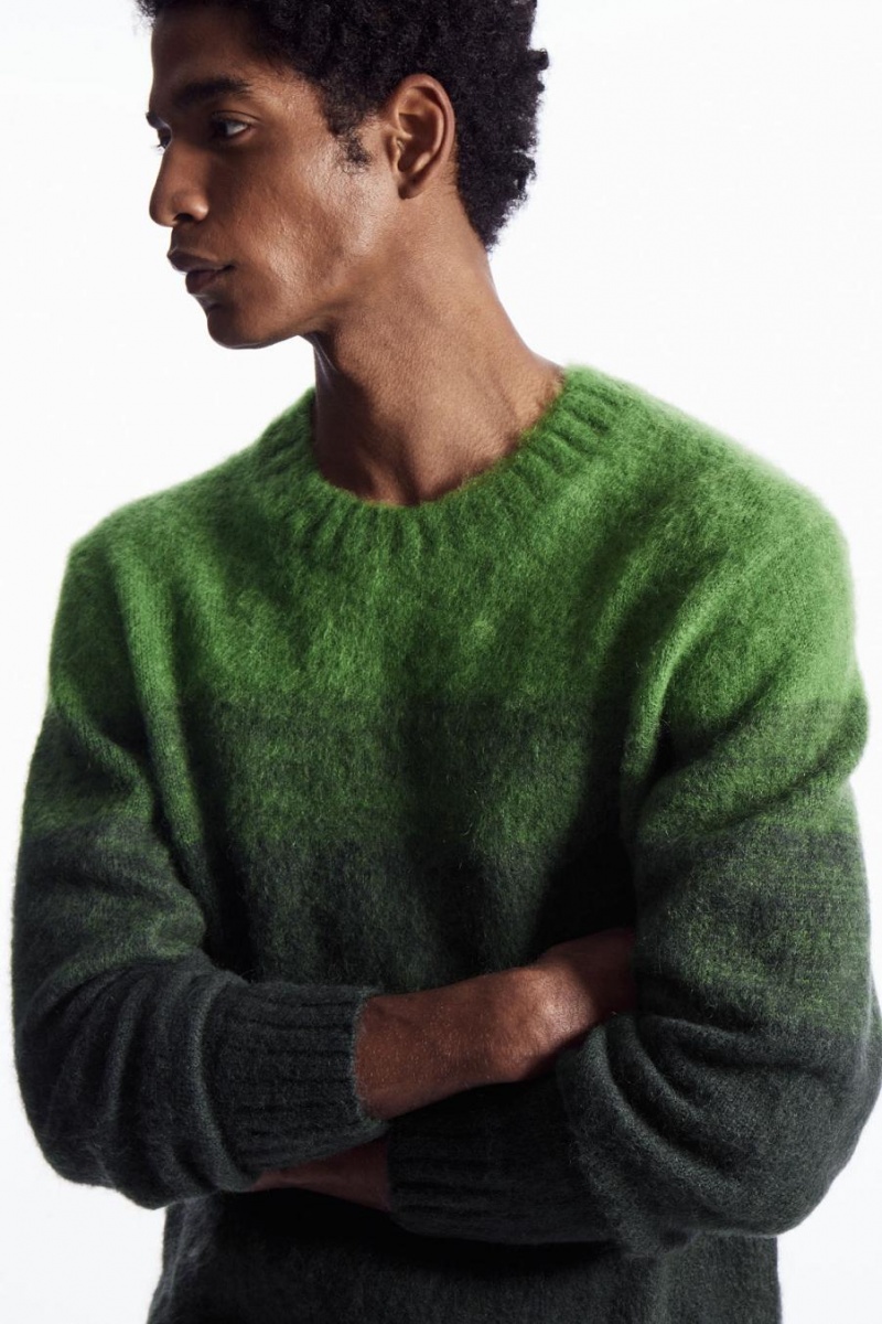 Jerséis COS Colour-block Mohair-blend Hombre Verdes | 94560XHDW