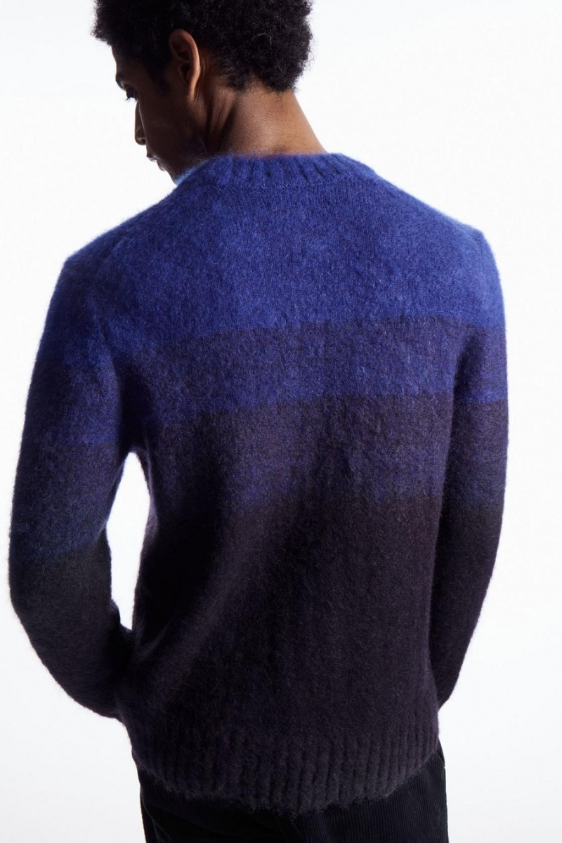 Jerséis COS Colour-block Mohair-blend Hombre Azules Claro Azul Marino | 74036ZLFU