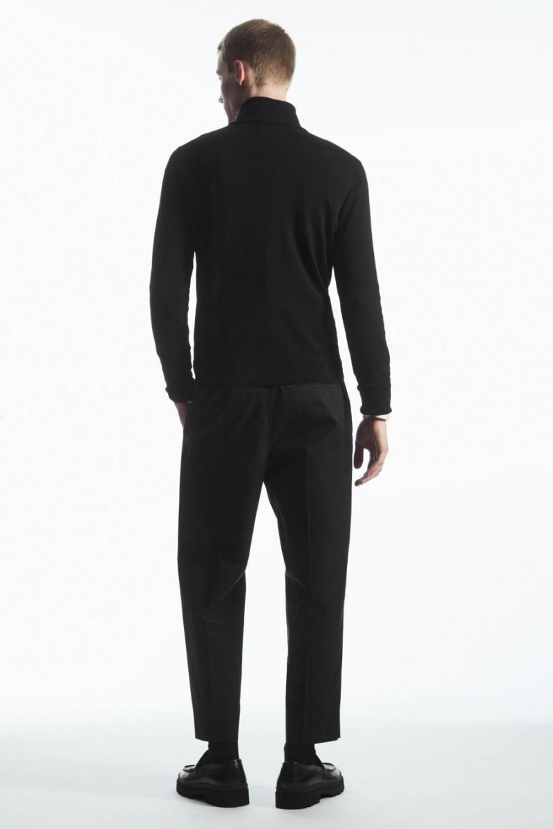 Jerséis COS Funnel-neck Lana Half-zip Hombre Negros | 80517RPFO