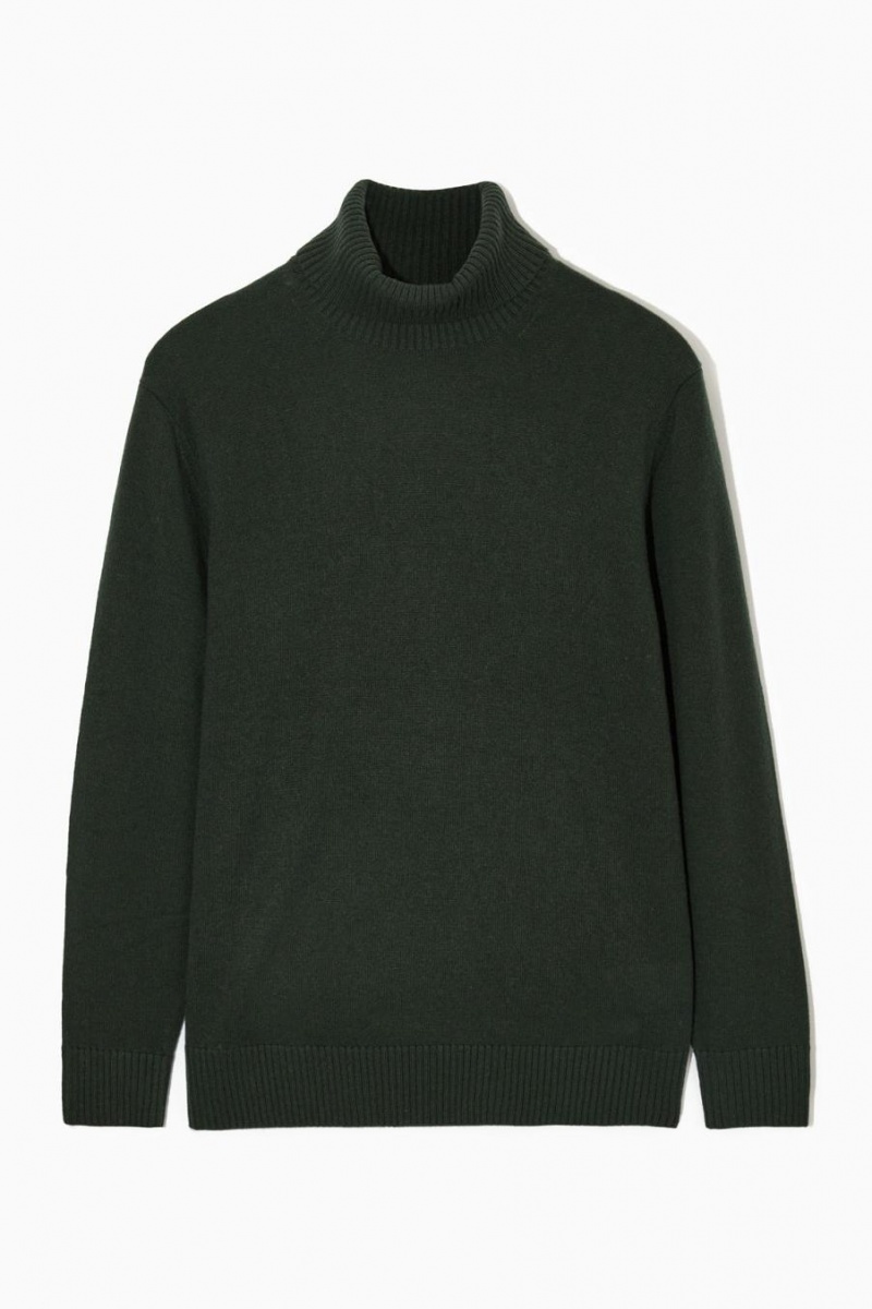 Jerséis COS Lana-cashmere Turtleneck Hombre Verdes Oscuro | 46851ROHU