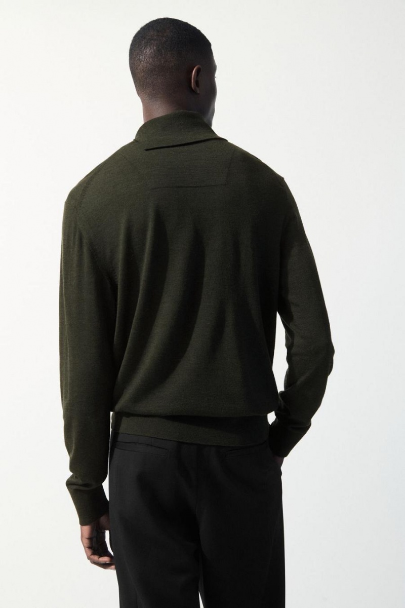 Jerséis COS The Merino Lana Roll-neck Hombre Verdes Oscuro | 39506WVDQ