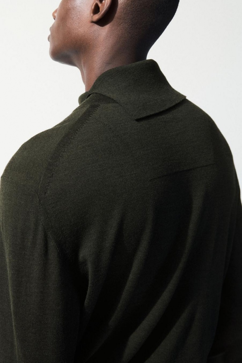 Jerséis COS The Merino Lana Roll-neck Hombre Verdes Oscuro | 39506WVDQ