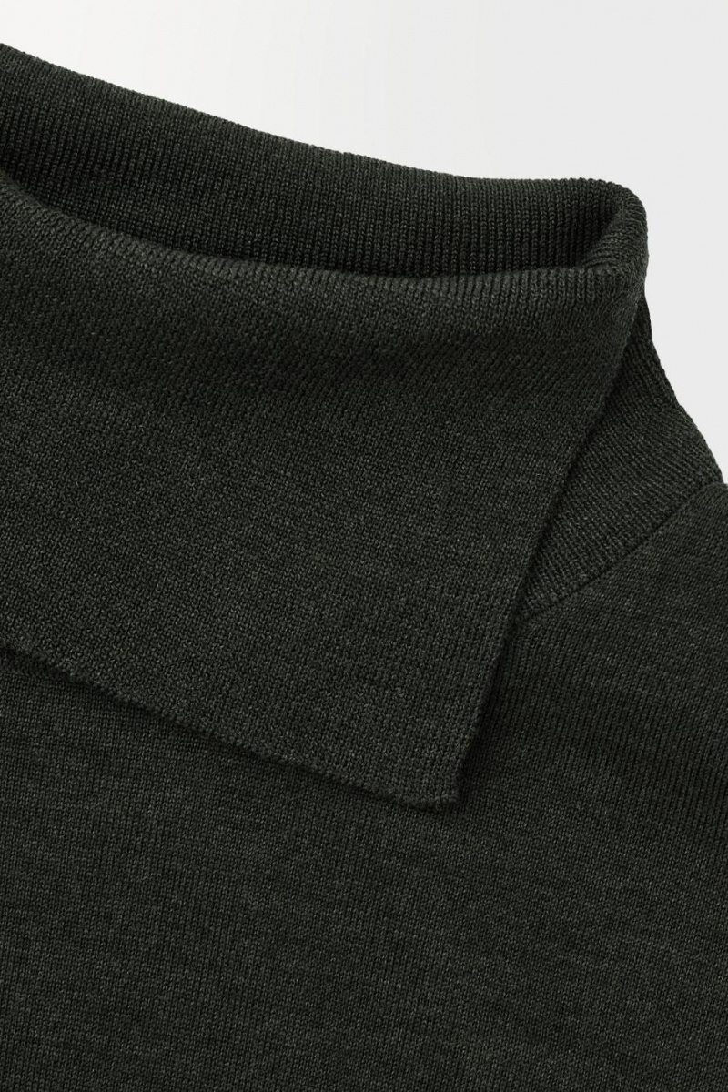 Jerséis COS The Merino Lana Roll-neck Hombre Verdes Oscuro | 39506WVDQ