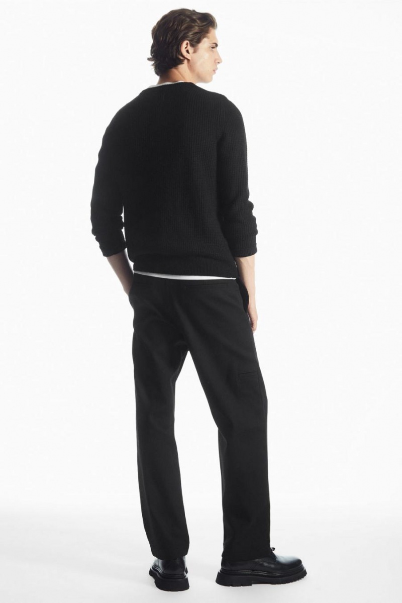 Jerséis COS Waffle-knit Pure Cashmere Hombre Negros | 50167LNAR