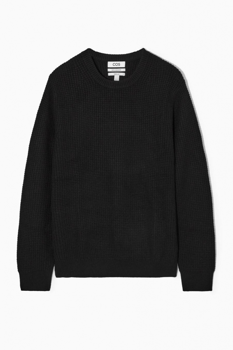 Jerséis COS Waffle-knit Pure Cashmere Hombre Negros | 50167LNAR