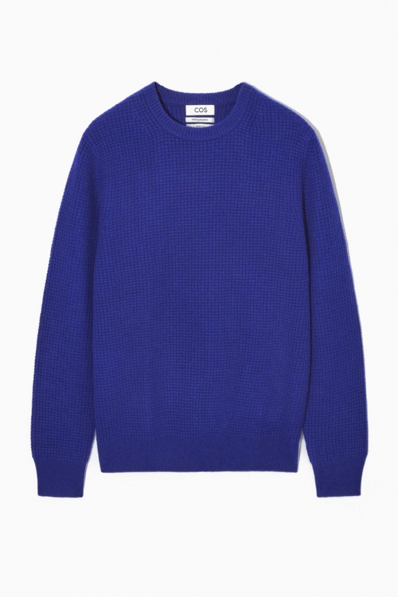 Jerséis COS Waffle-knit Pure Cashmere Hombre Azules Claro | 91268JHAF