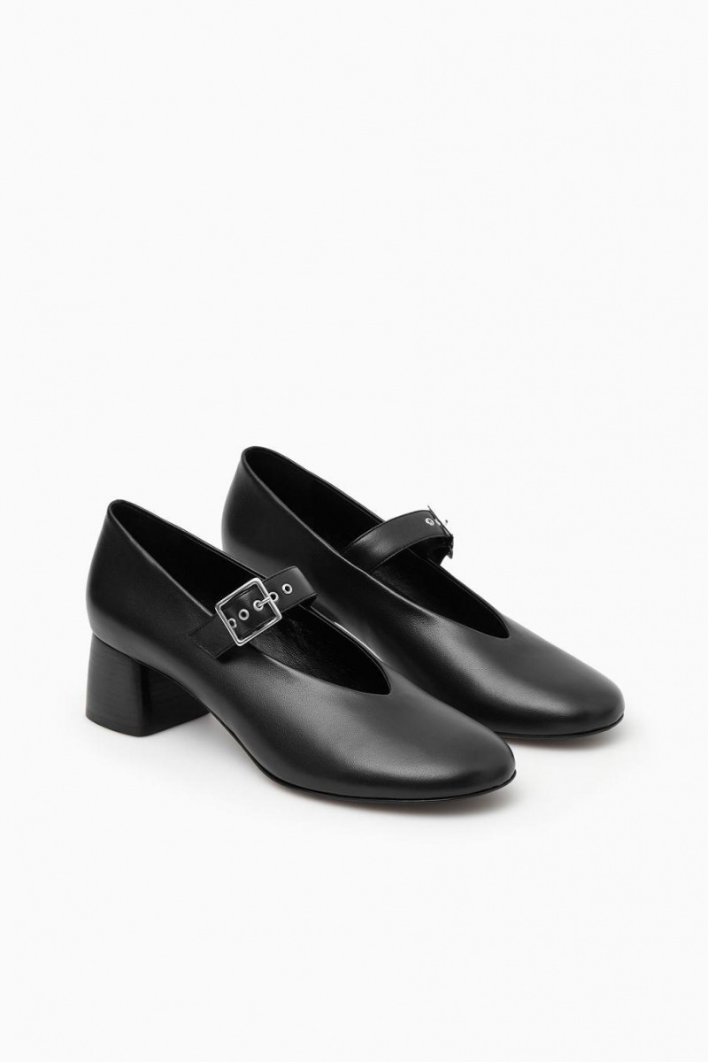 Mary Jane COS Block-heel Cuero Pumps Mujer Negros | 10527YMVB