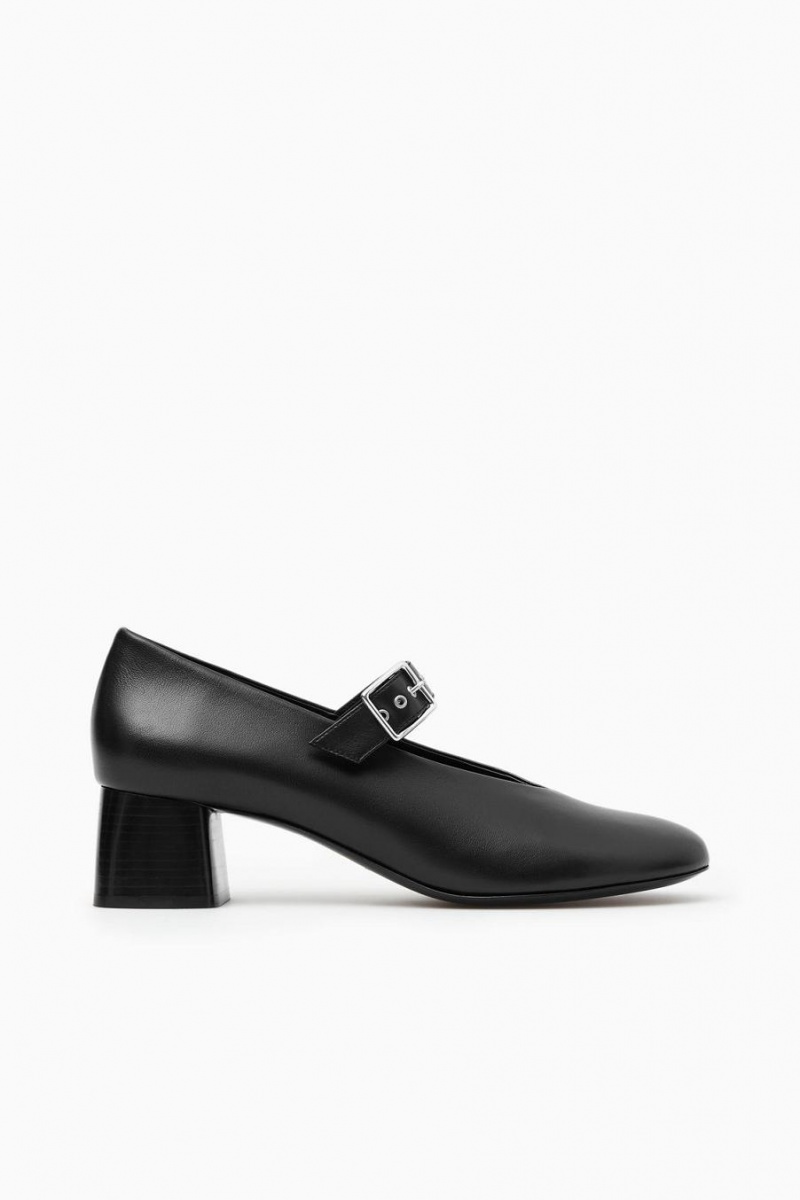 Mary Jane COS Block-heel Cuero Pumps Mujer Negros | 10527YMVB