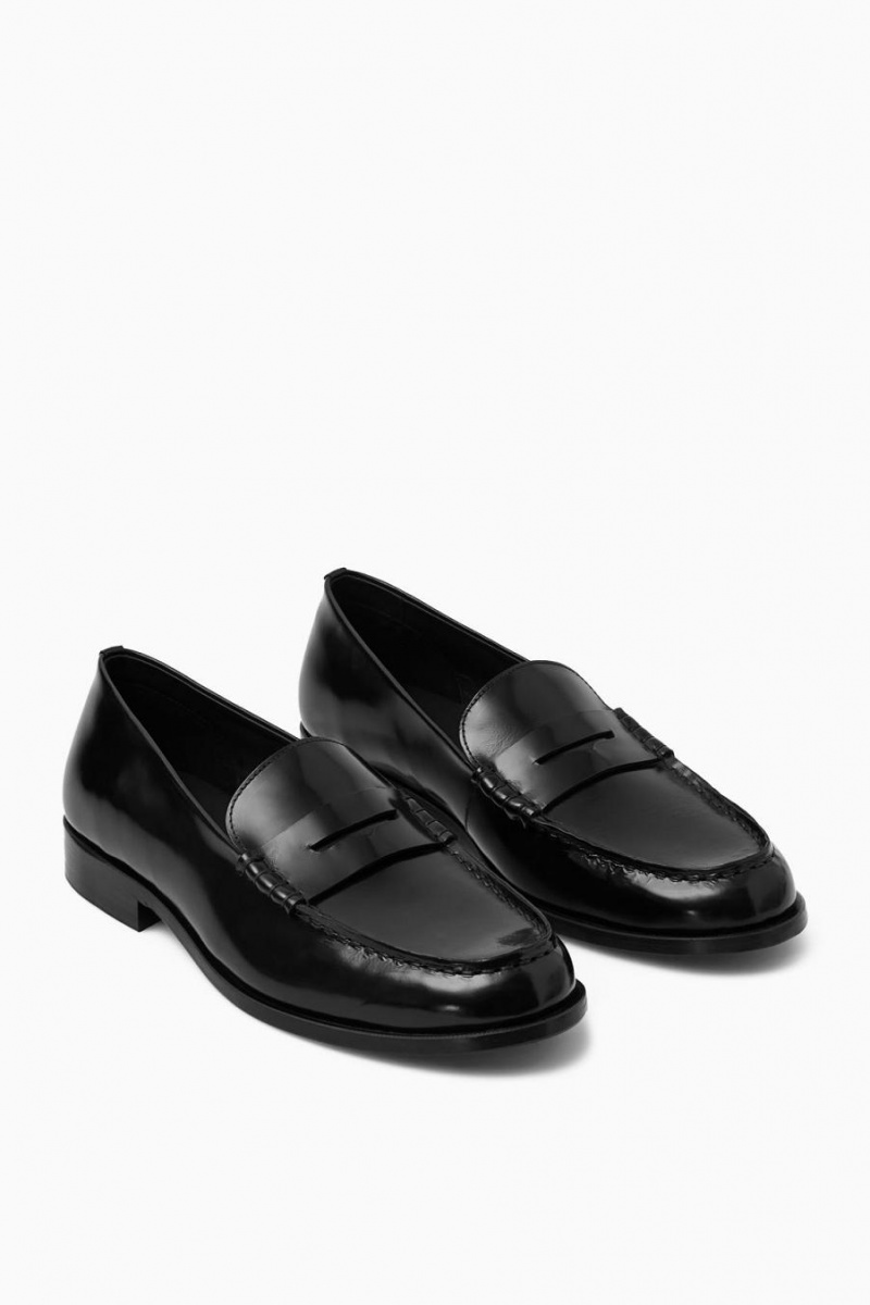 Mocasines COS Classic Cuero Penny Hombre Negros | 92034ABWS