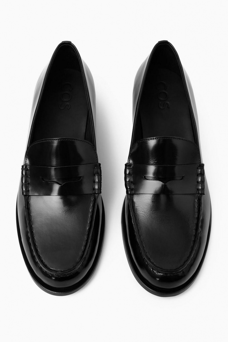 Mocasines COS Classic Cuero Penny Hombre Negros | 92034ABWS