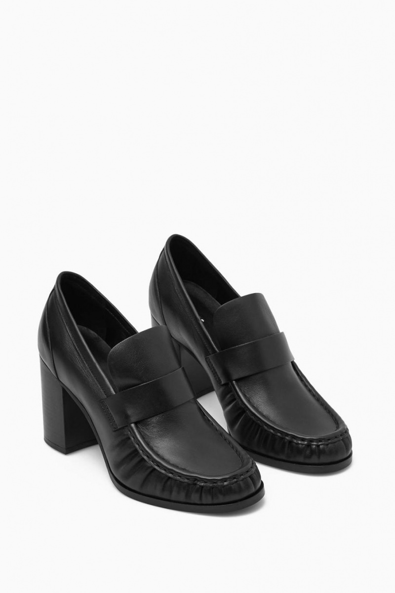 Mocasines COS Tacón Cuero Mujer Negros | 43156QFDV