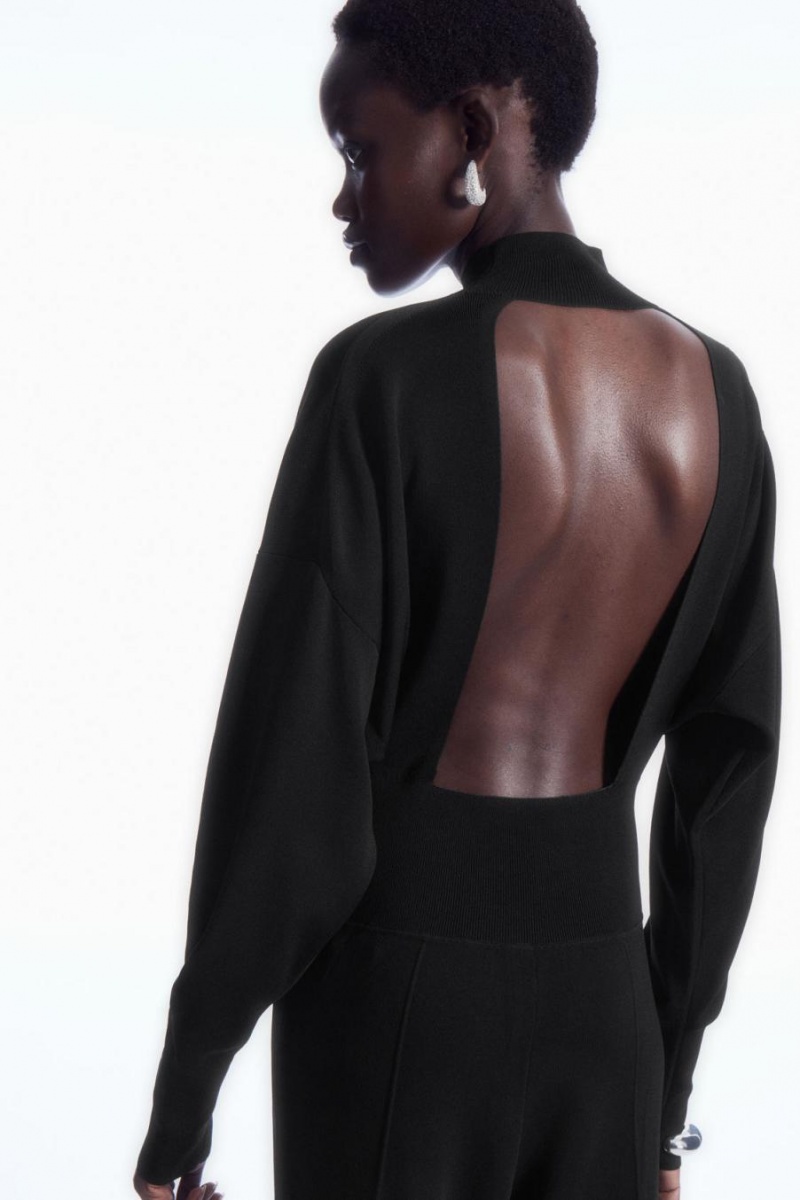 Mono COS Backless De Punto Turtleneck Mujer Negros | 34276IMOK