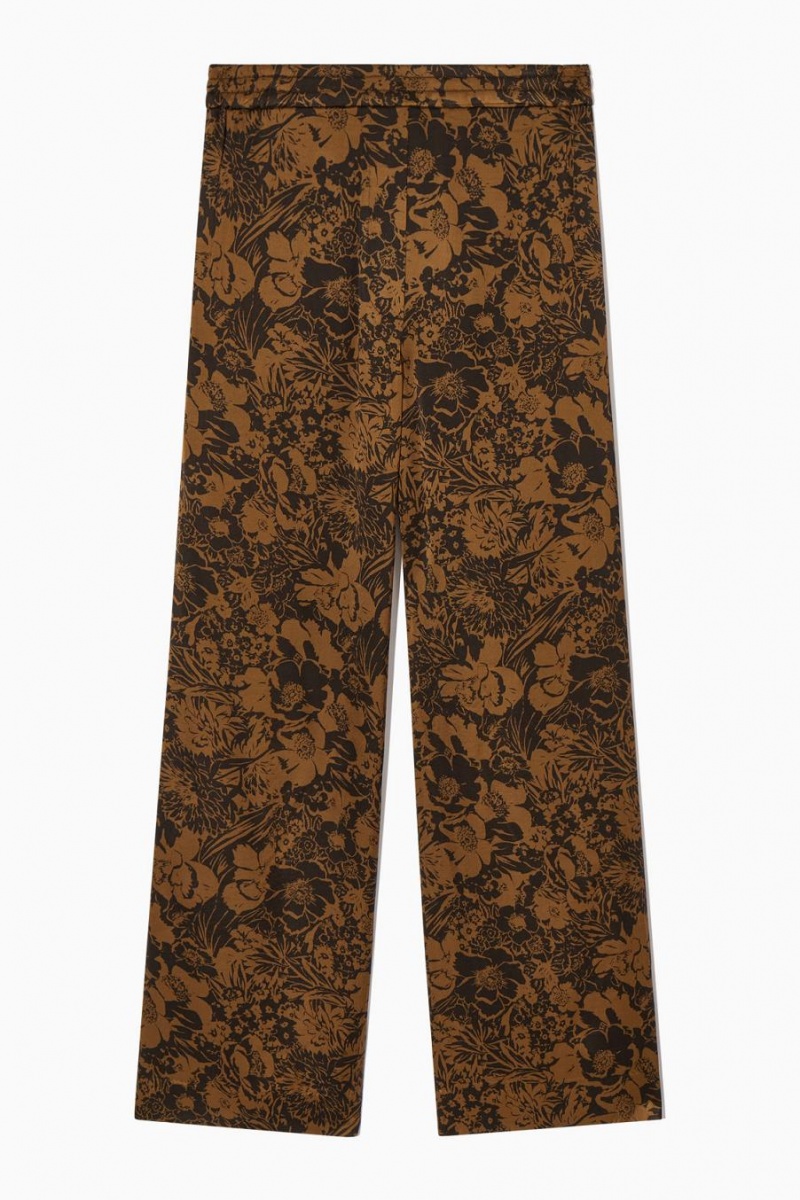 Pantalones COS Anchos-leg Floral-print Mujer Marrom Negros | 23980MXFV