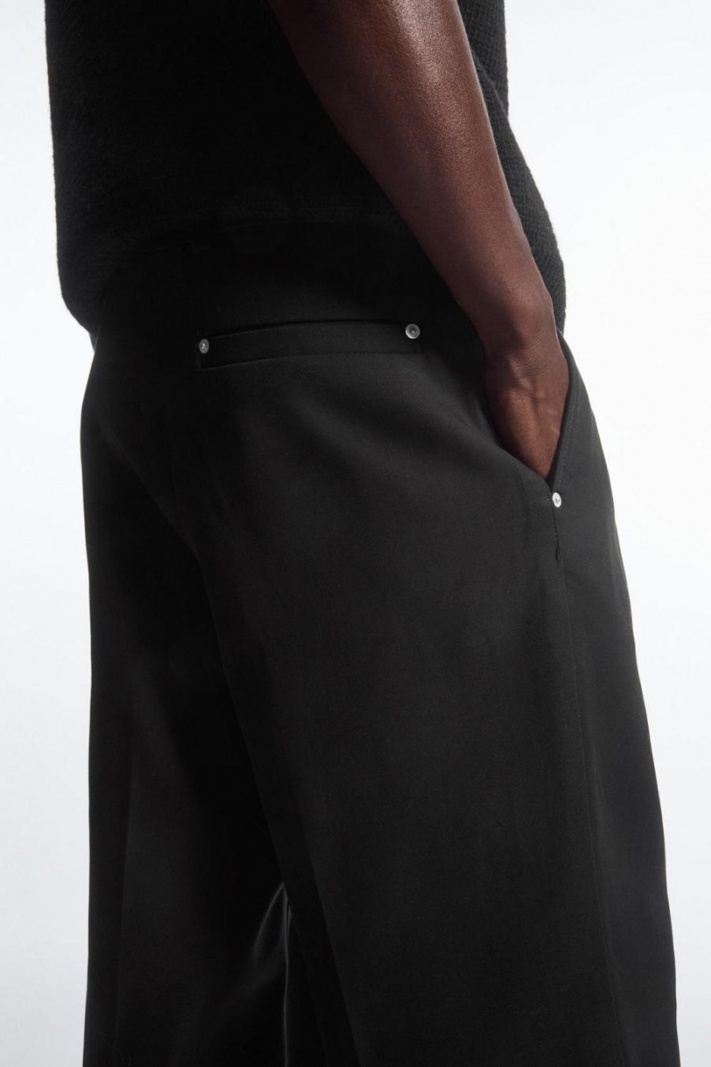 Pantalones COS Anchos-leg Plisado Utility Hombre Negros | 60293EDNY