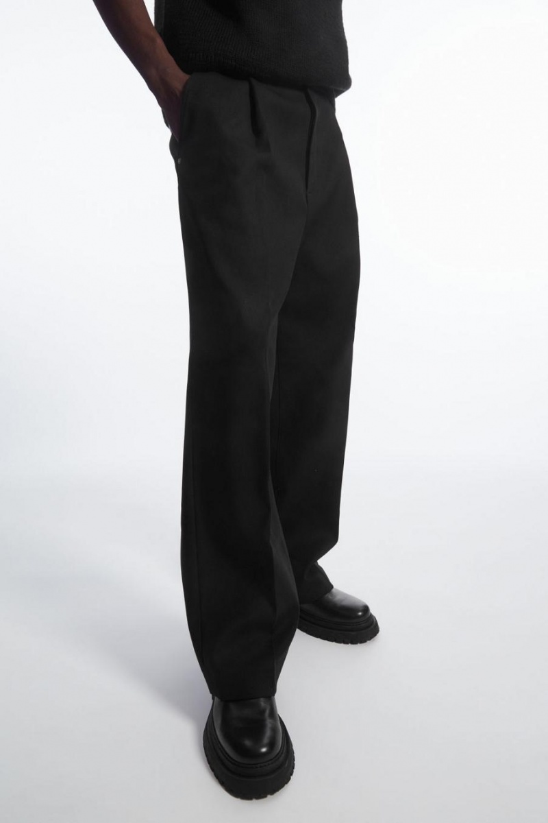 Pantalones COS Anchos-leg Plisado Utility Hombre Negros | 60293EDNY