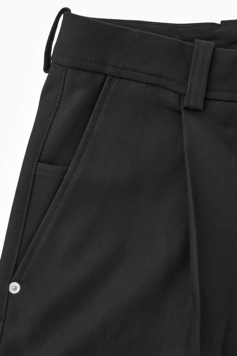 Pantalones COS Anchos-leg Plisado Utility Hombre Negros | 60293EDNY