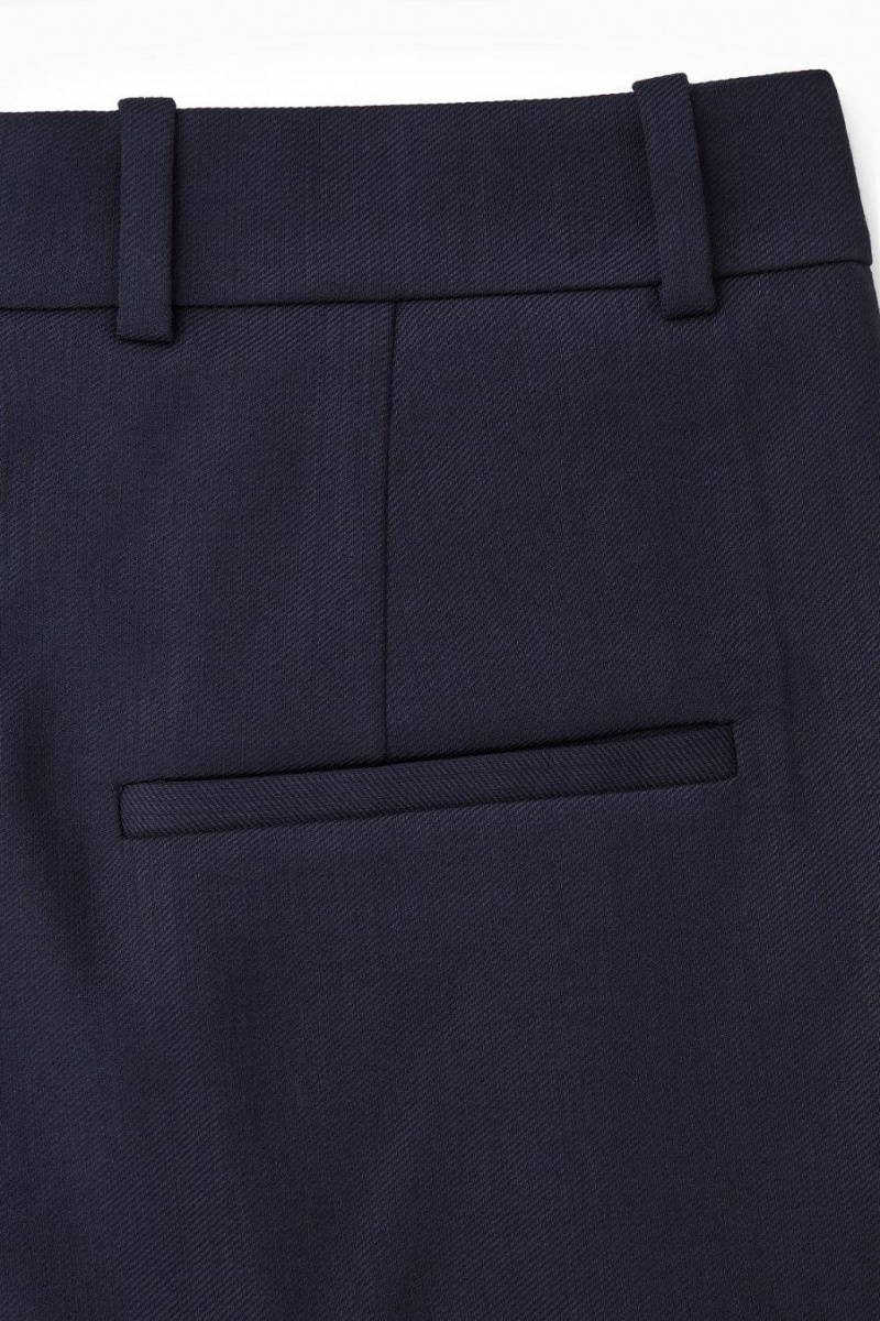 Pantalones COS Anchos-leg Tailored Lana Mujer Azul Marino | 72183TAWJ