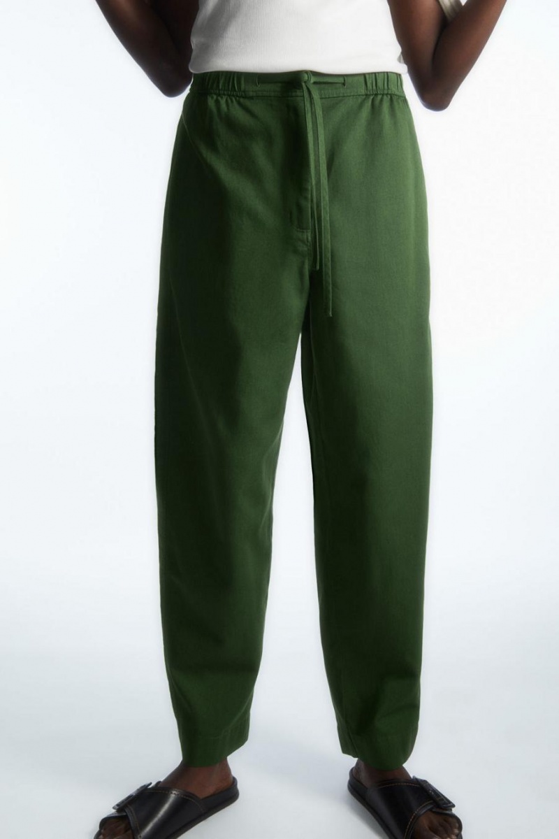 Pantalones COS Barrel-leg Drawstring Mujer Verdes Oscuro | 56729POYH