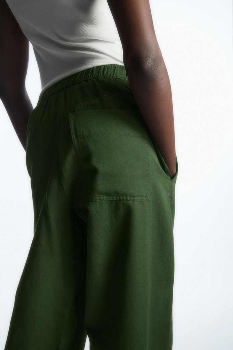 Pantalones COS Barrel-leg Drawstring Mujer Verdes Oscuro | 56729POYH