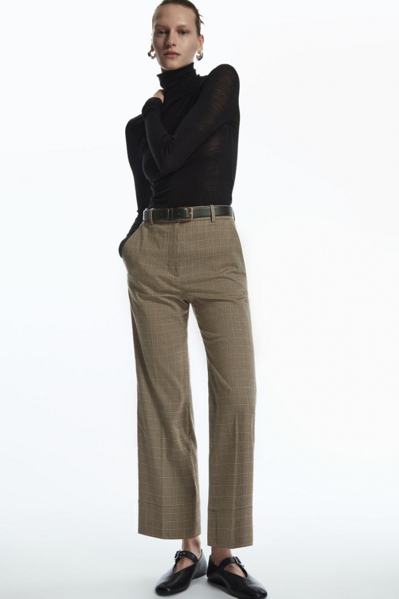 Pantalones COS Checked Flared Mujer Marrom | 03189KCLO