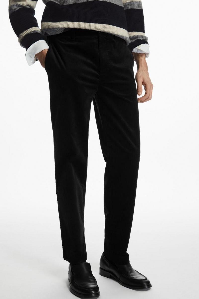 Pantalones COS Directo-leg Algodon-moleskin Hombre Negros | 21397MQGC