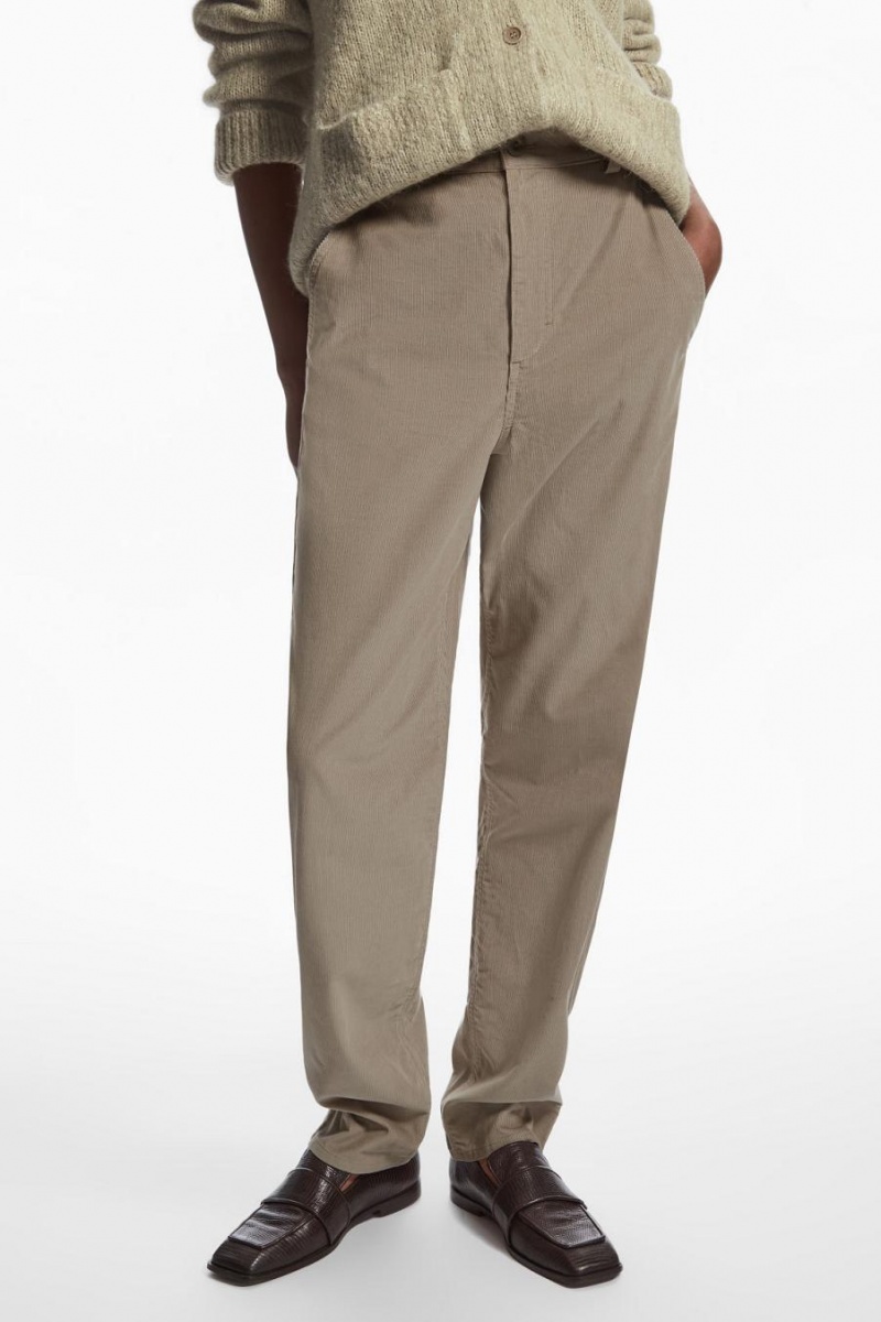 Pantalones COS Directo-leg Corduroy Chinos Mujer Beige | 86127IDXN