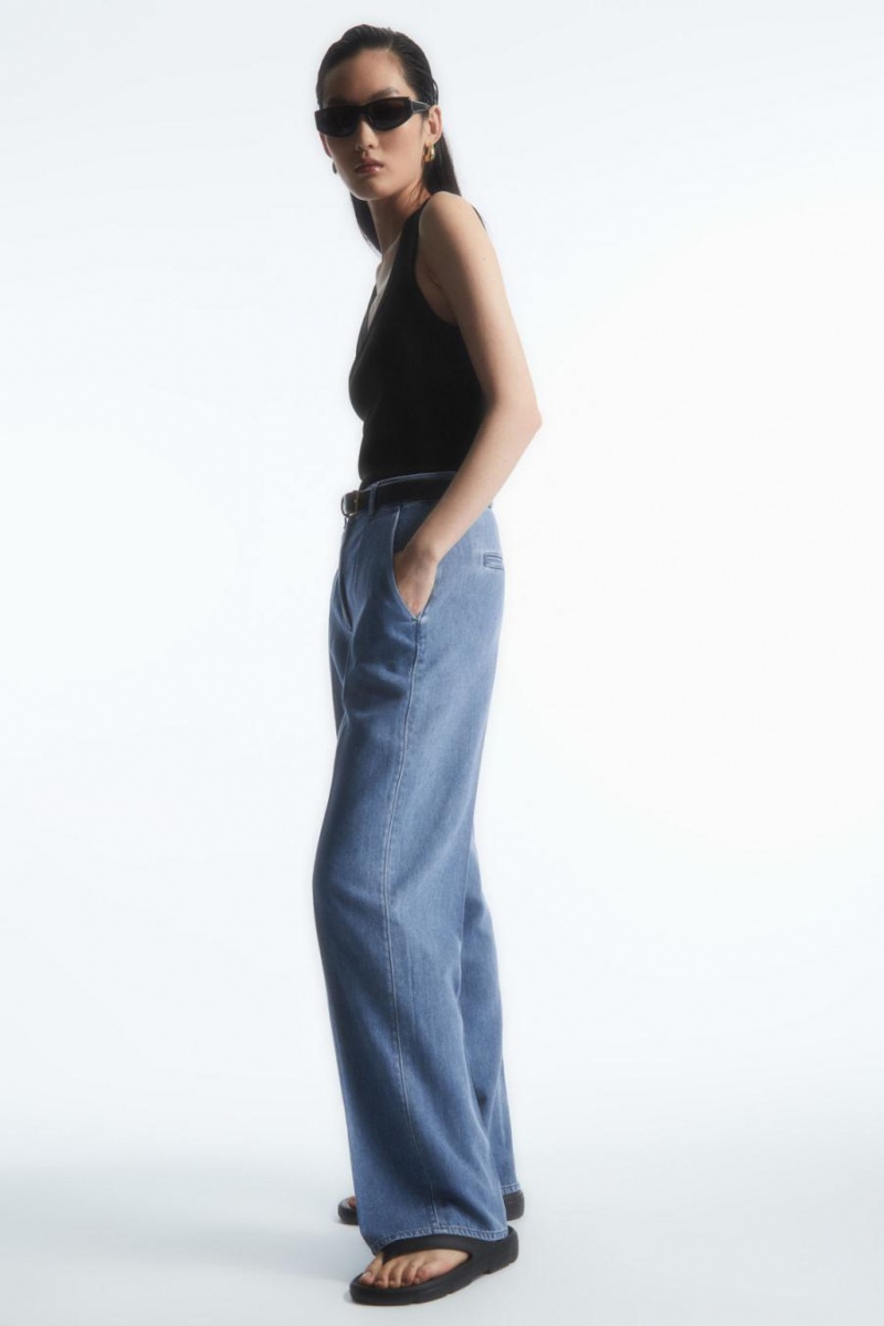 Pantalones COS Directo-leg Denim Mujer Azules | 03615KYEX