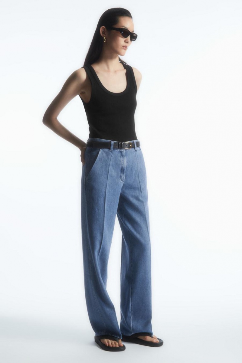 Pantalones COS Directo-leg Denim Mujer Azules | 03615KYEX