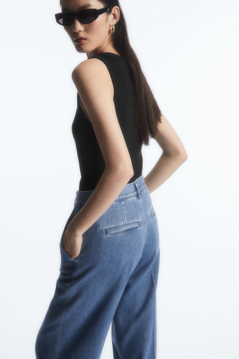 Pantalones COS Directo-leg Denim Mujer Azules | 03615KYEX