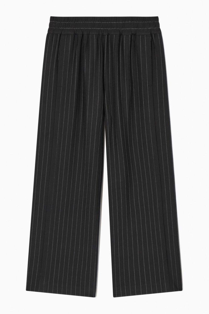 Pantalones COS Directo-leg Pinstriped Mujer Negros | 65483ASBF