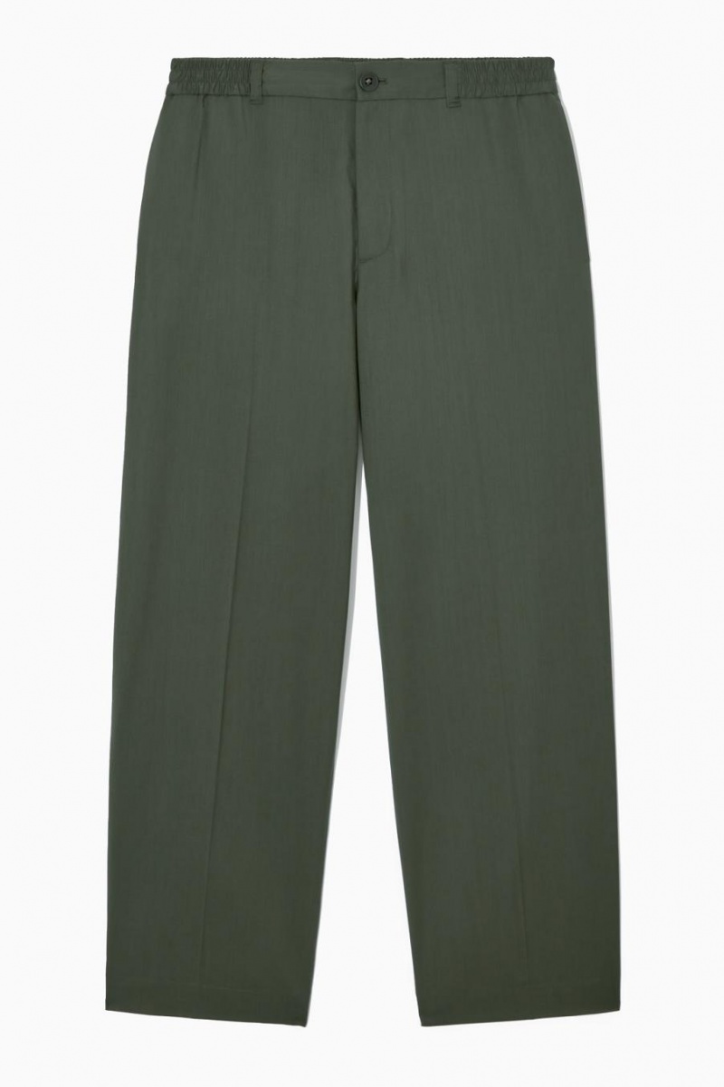 Pantalones COS Directo-leg Relaxed Lana Hombre Verdes Oscuro | 15826QFLT