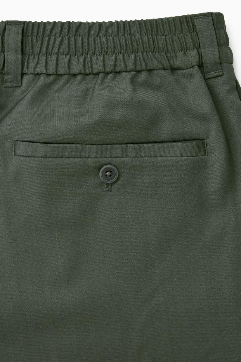 Pantalones COS Directo-leg Relaxed Lana Hombre Verdes Oscuro | 15826QFLT