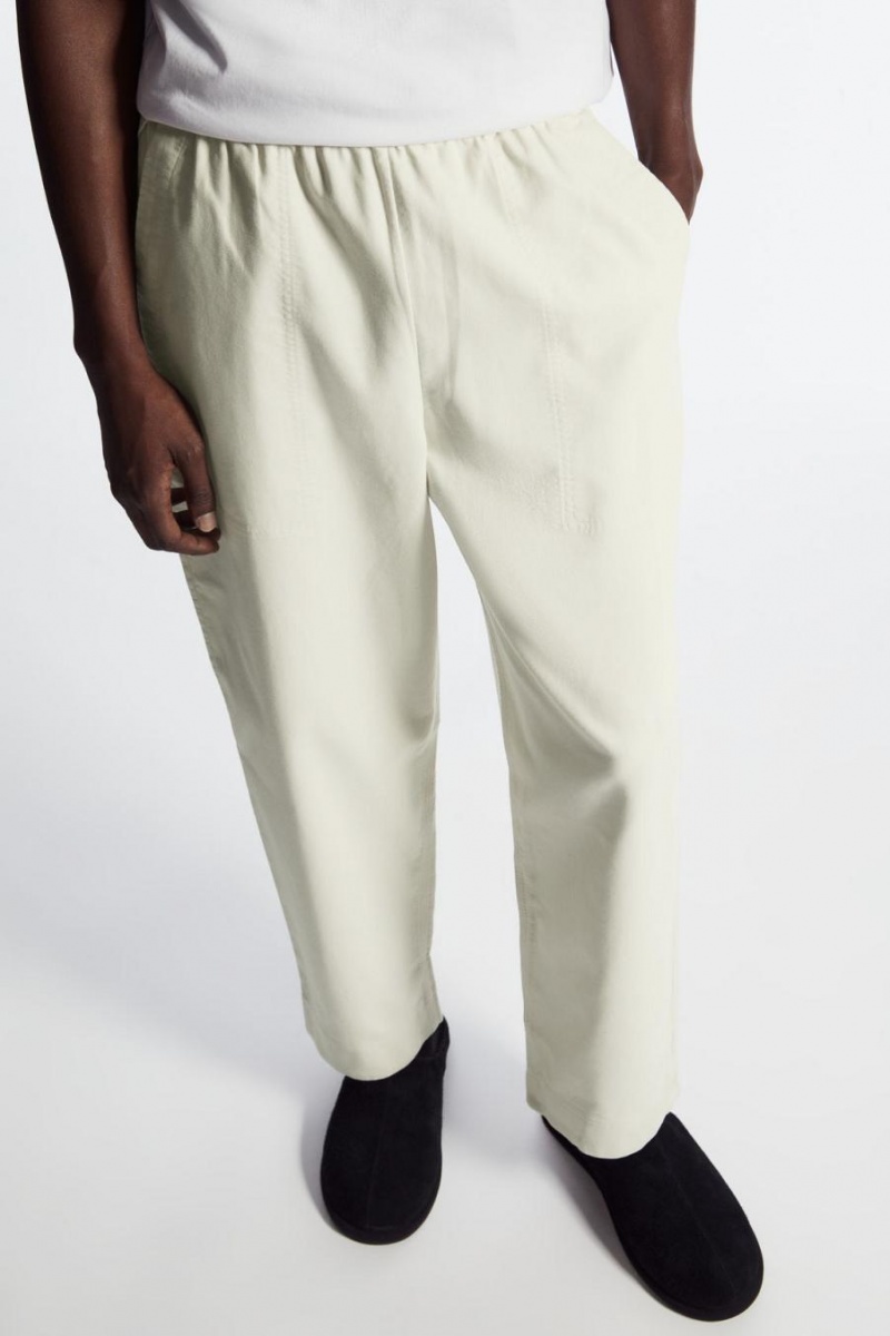 Pantalones COS Elasticated Twill Hombre Blancos | 49816KHRY