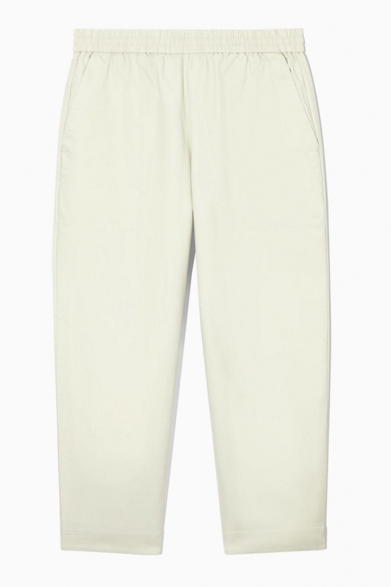 Pantalones COS Elasticated Twill Hombre Blancos | 49816KHRY