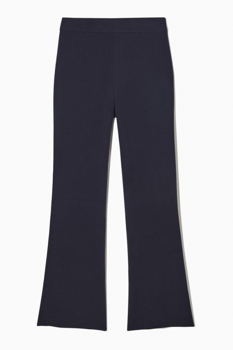 Pantalones COS Flared Slit-cuff De Punto Mujer Azul Marino | 17864UCAF