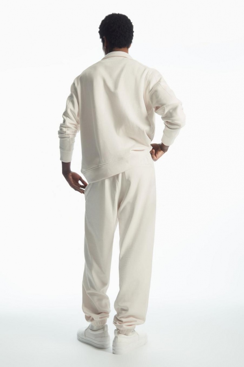 Pantalones COS Fleece-back Hombre Creme | 53810ZCBE