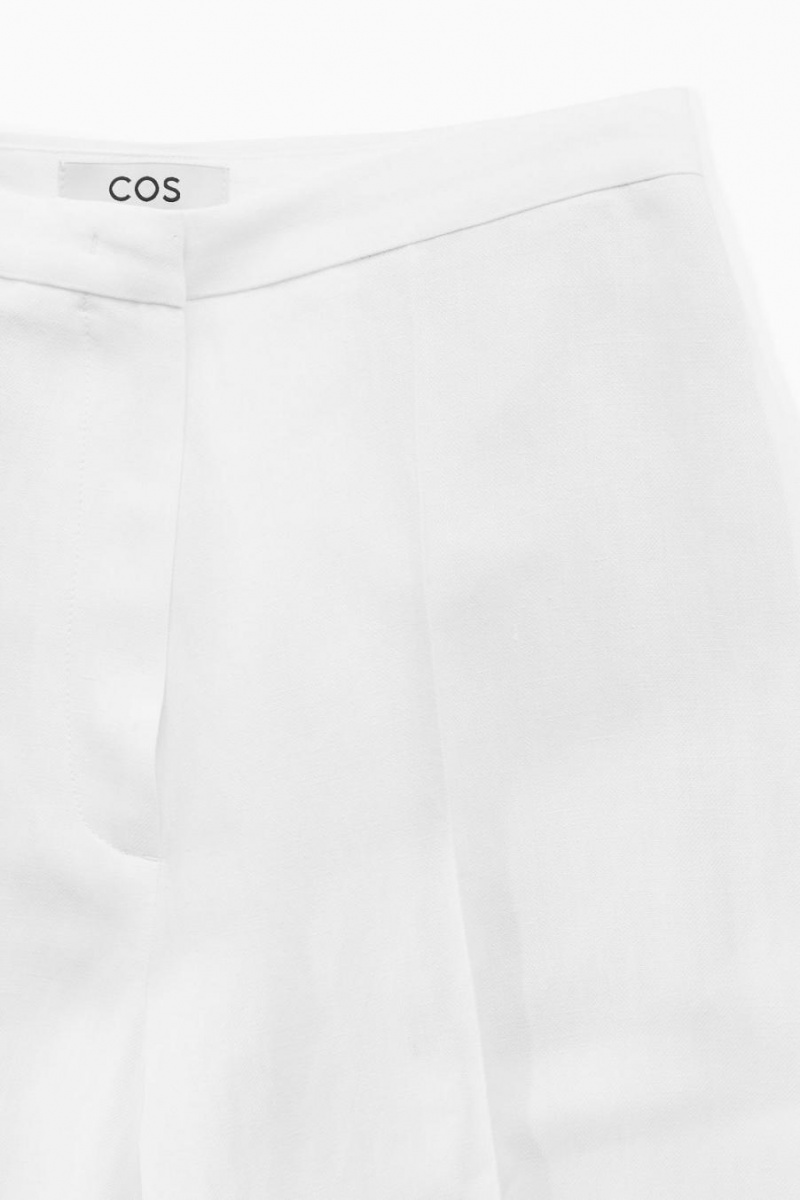 Pantalones COS High-waisted Anchos-leg Linen-blend Mujer Blancos | 47069IYML