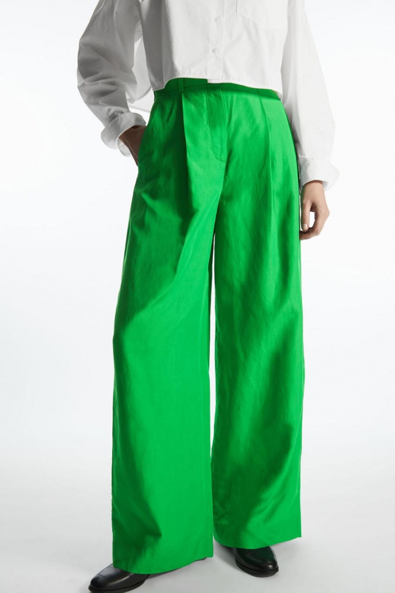 Pantalones COS High-waisted Anchos-leg Mujer Verdes Claro | 57893TKOS