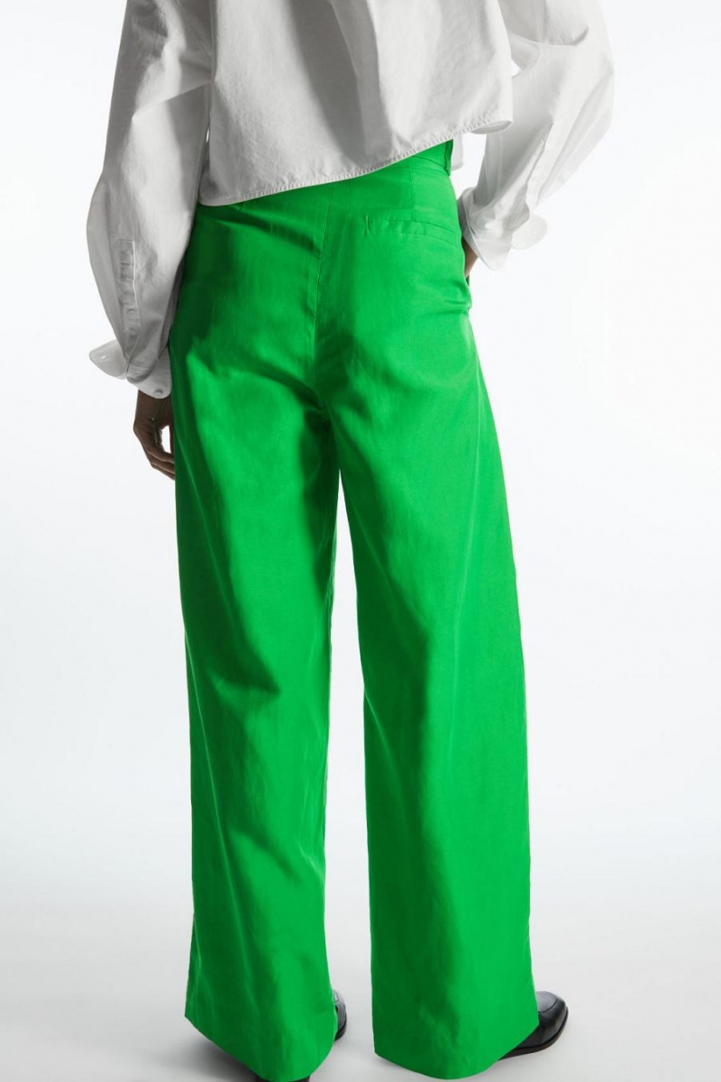 Pantalones COS High-waisted Anchos-leg Mujer Verdes Claro | 57893TKOS