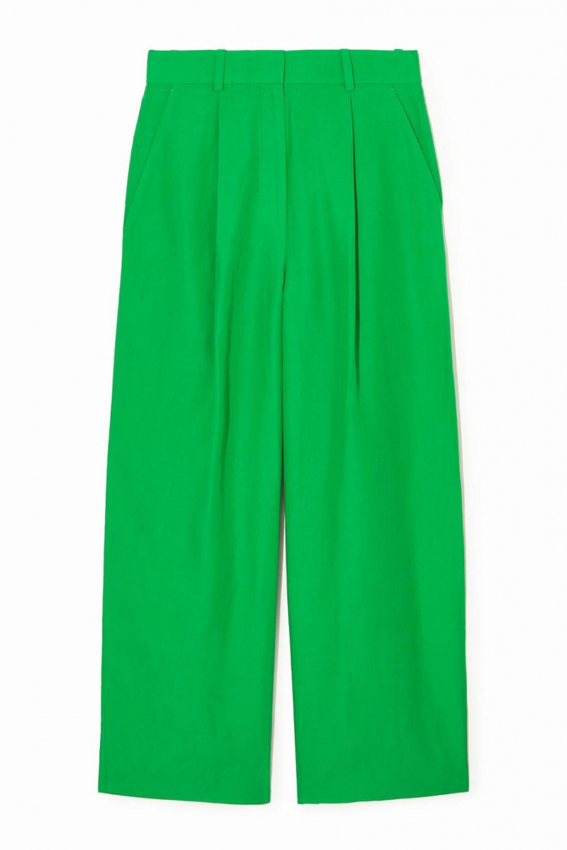 Pantalones COS High-waisted Anchos-leg Mujer Verdes Claro | 57893TKOS