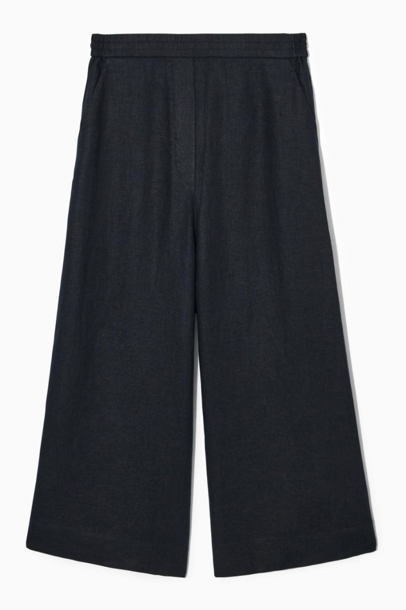 Pantalones COS High-waisted Linen Mujer Azul Marino | 85649HSNP