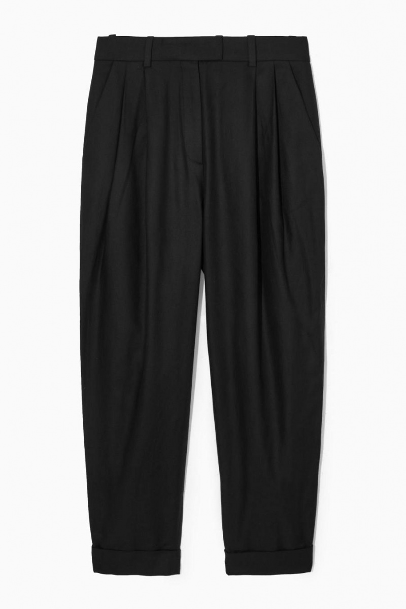 Pantalones COS High-waisted Tapered Twill Mujer Negros | 36092RLIV