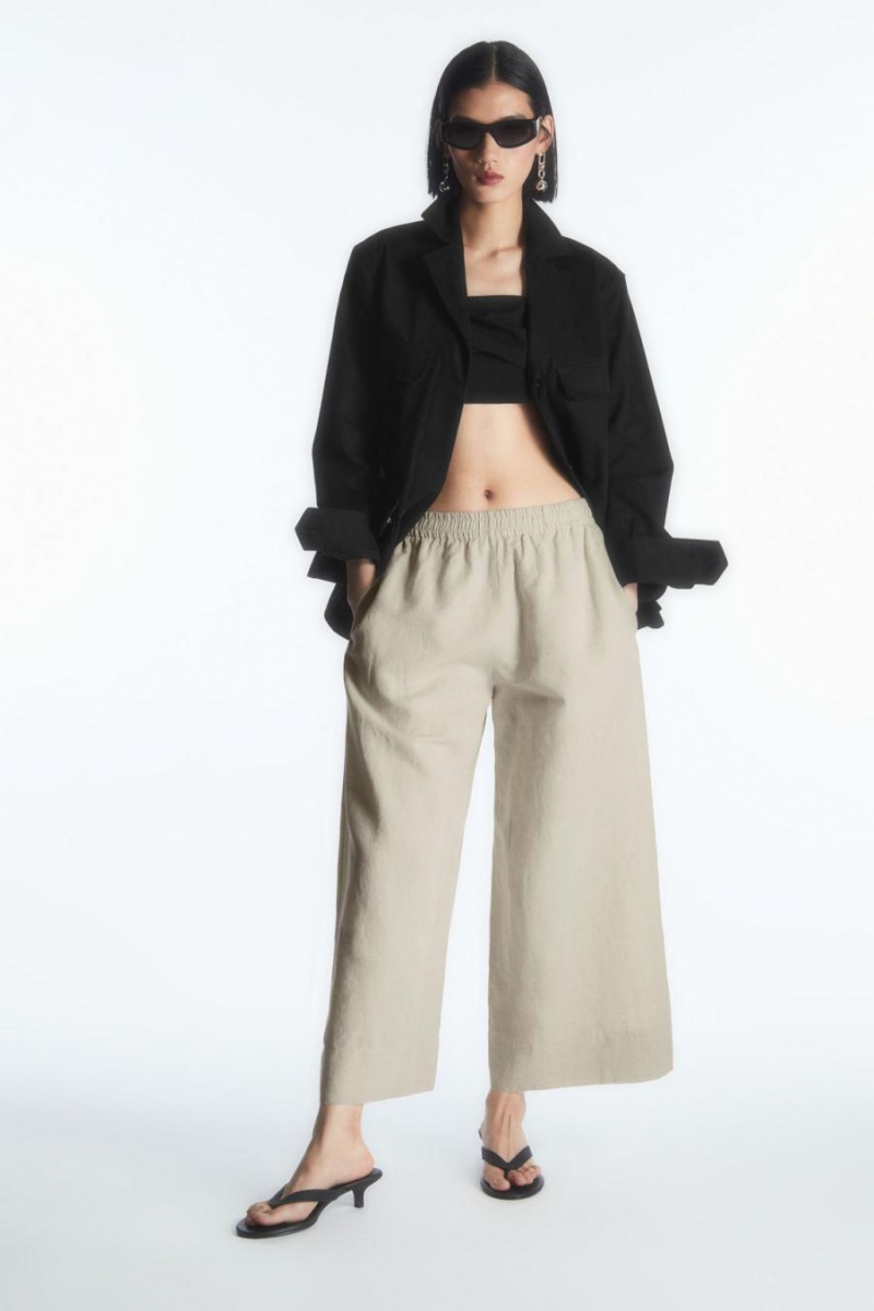 Pantalones COS Linen-blend Culottes Mujer Beige | 95270VUJF