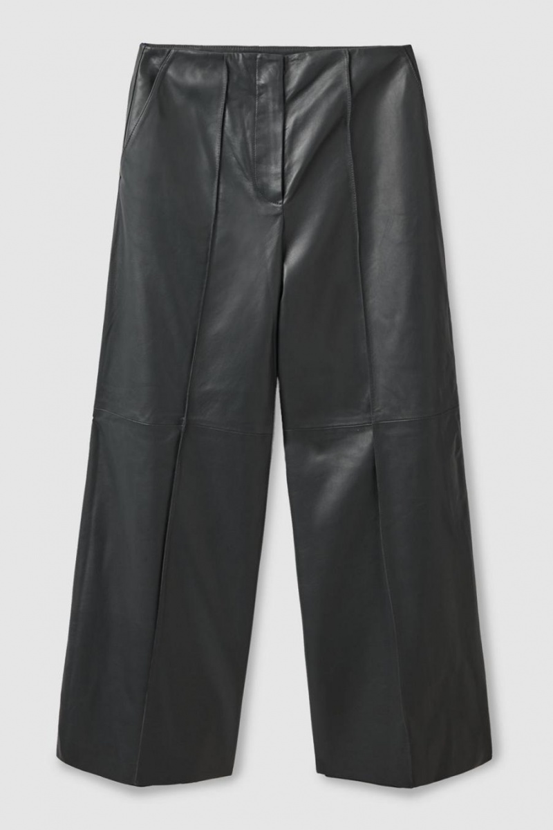 Pantalones COS Long Cuero Mujer Grises Oscuro | 87490ENOK